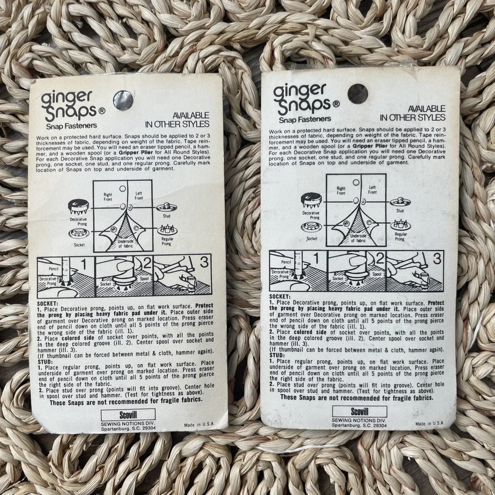 Vintage NOS Ginger Snap Fasteners Red No Sew Dritz USA‎ Risdon 8 Set Total